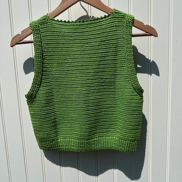 Rachel Comey Lois 100% Cotton Crochet Knit Sleeveless Top Celery Green Sz M $388 - Picture 2 of 16